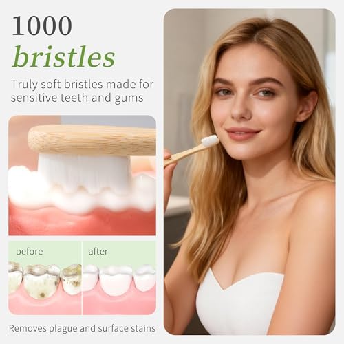 Bamboo Toothbrush 12 Pack Natural Wooden for Adults - Image 6