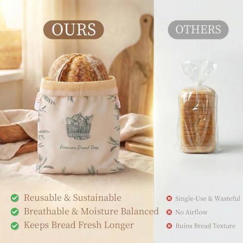 Beeswax Sourdough Bread Bags for Homemade Bread, XL Reusable Bags, 2 Pack - Image 5