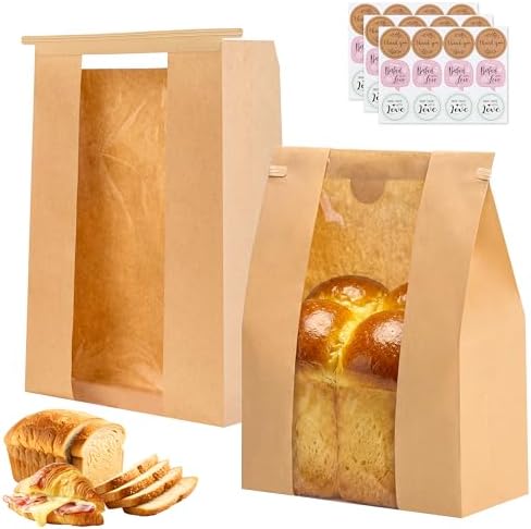 Moretoes 20pcs Bread Bags for Homemade Bread with Tab, 13.7x8.3x3.5In by Moretoes