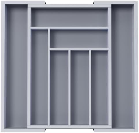 Pipishell Bamboo Expandable Silverware Drawer Organizer, Gray, Medium by Pipishell