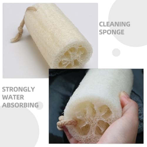 FRCOLOR Natural Loofah Sponge Dishwashing Scrubber 3pcs Set with Hanging Rope, Biodegradable Kitchen Cleaning Brush for Dishes and Pots, Multipurpose Vegetable Fiber Bowl Washing Tool - Image 4