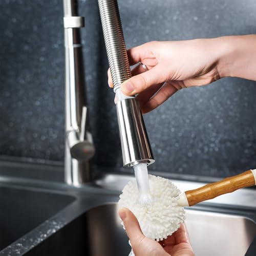 HIC Kitchen Bamboo Glass Brush, Bamboo with Non-Scratch Foam Tips - Image 3