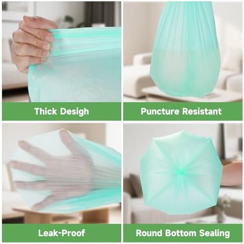 2.6 Gallon Small Trash Bags Bathroom - Green Mini Garbage Bags Biodegradable Compostable 100 Count 10 Liter Unscented Little Waste Basket Kitchen Office Car Tiny Liners Strong Thick Heihaily - Image 6