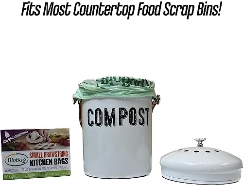 1.2 Gallon Compostable Drawstring Food Scrap Bags by BioBag, 80 Count, BPI Certified, Meets ASTM D6400 Standards, Made in USA, Kitchen Counter Bin Liners - Image 3