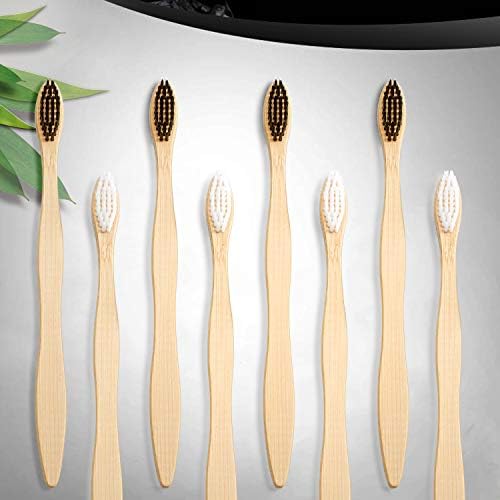 Boao 20 Pcs Bamboo Toothbrushes Bulk Biodegradable Charcoal Toothbrushes Pack Soft Bristle Natural Wooden Individually Wrapped for Adults Reusable Travel - Image 3