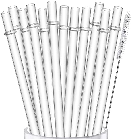 ALINK 12-Pack Reusable Plastic Clear Straws, 13 inch Extra Long Tumbler Straws for Stanley Cups, 1 Gallon, 64 oz 40 oz 32 oz Water Bottles, Plus Cleaning Brush by ALINK