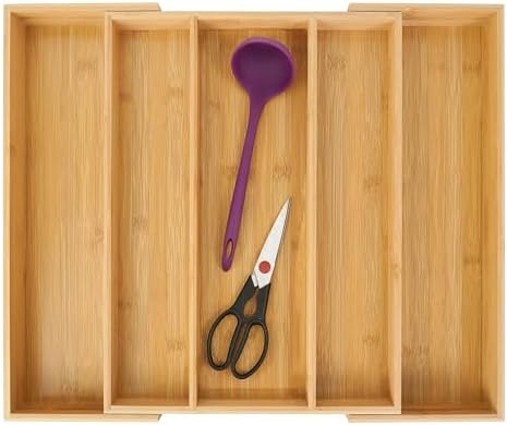Utoplike Bamboo Expandable Kitchen Drawer Organizer Silverware Utensil Tray by Utoplike