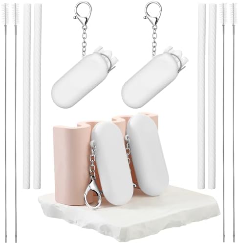 Meanplan 4 Sets Reusable Straws Travel Case Brush Silicone,White by Meanplan