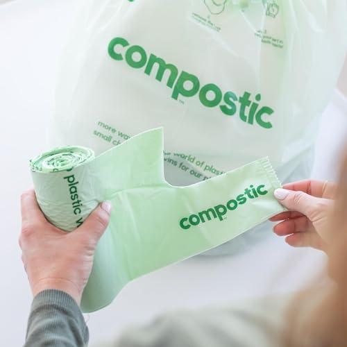 Compostic Compostable Trash Bags, 3 Gallon Small Bathroom & Office (100 Count) Bulk Pack — Extra Strong, Home Compostable, Plant-Based, Non-Toxic Garbage Bags - Image 7