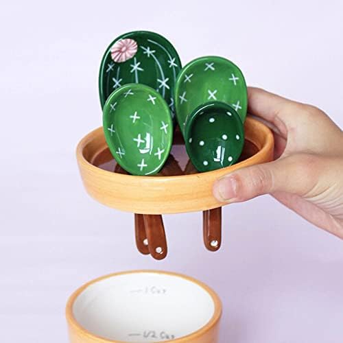 Cactus Measuring Spoons Set in Pot Ceramic House Warming Gifts New Home - Image 3
