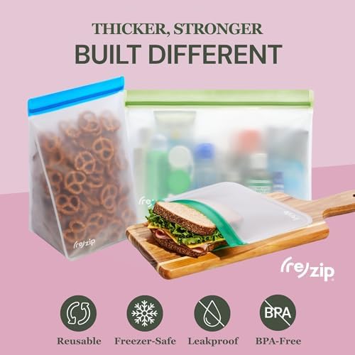 (re)zip Reusable Gallon Freezer Food Storage Bags, Leakproof, 4-Pack, Clear - Image 3