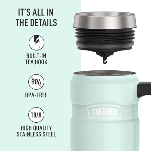 THERMOS Stainless King Travel Mug with Handle, 16oz, Matte Light Blue - Image 4