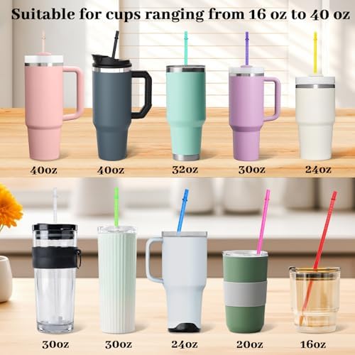 50PCS Reusable Straws with Cleaner Brush, 12.2" Long Colorful Clear Hard Plastic Swirl Drinking Straws for Stanley, YETI, Starbucks, Owala 30 oz 40 oz Tumblers, Jars, Cups - Image 4