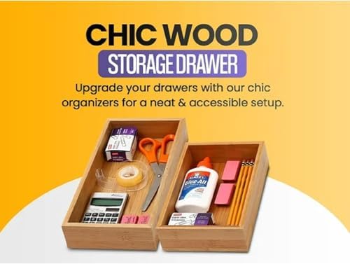 YBM Home Bamboo Drawer Organizer Storage Box for Kitchen Drawer, Junk Drawer, Office, Bedroom, Children Room, Craft, Sewing, and Bathroom, 6 Pack 3x12x2 inch - Image 5