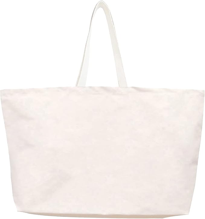 Large Canvas Tote Bag-Extra Big Shopping Beach Totes Bags Reusable Largest Grocery Plain Solid Bag 28"x8"x16"