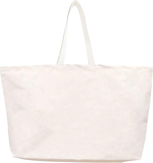 Large Canvas Tote Bag-Extra Big Shopping Beach Totes Bags Reusable Largest Grocery Plain Solid Bag 28"x8"x16"