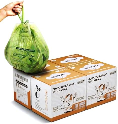 1.6 Gallon Compostable Bags, 220 Count, 6 Liter, Extra Thick by UFCOELPT