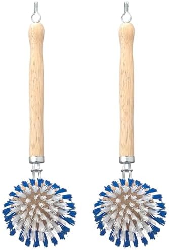 HIC Kitchen Dish Washing Vegetable Scrub Brush, Non-Scratch Nylon Bristles, Set of 2 by HIC