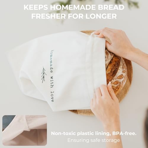 Beautiful Linen Bread Bag Set & Proofing Cover for Homemade Sourdough - Image 6