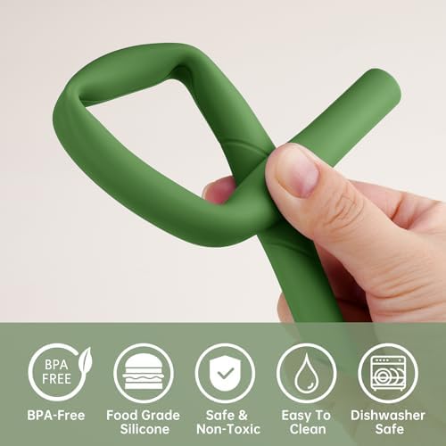NiHome 6 PCS Extra Wide Reusable Bent Silicone Straws for Boba & Smoothies - Image 6