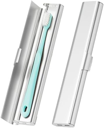 Portable Toothbrush Travel Case: Breathable & Dirt-Proof Hotel Camping Outdoor - Aluminum for Storage Recyclable Traveler (1, Silver) by betevie