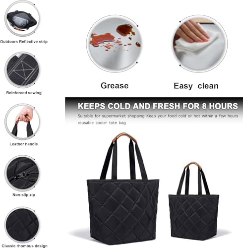 Insulated Cooler Bag Reusable Grocery Tote Bags Transport Large Lunch Box for Women - Image 4
