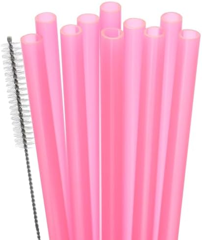Dakoufish Replacement Straw for Stanley|Owala|Simple Modern 40oz 30oz Tumbler,10 Pack 12 Inch Pink Reusable Straws With Cleaning Brush for Stanley Cup Accessorie,BPA Free,Dishwasher Safe by Dakoufish