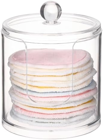 Tbestmax Plastic Cotton Round Holder and Dispenser, Clear Cotton Pads Storage Bathroom Canister Vanity Makeup Organizer by Tbestmax