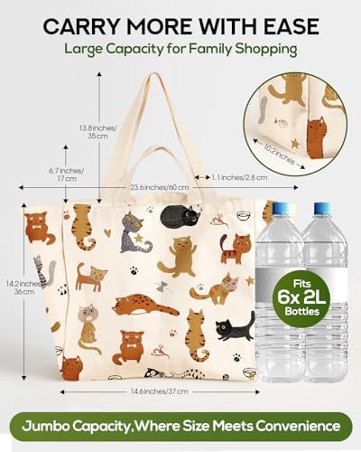 Miss Adola Cute Extra Large Canvas Grocery Tote Bag - Image 3