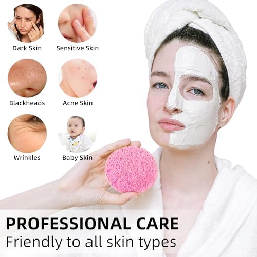50-Count Compressed Facial sponges for Daily Facial Cleaning,Pink - Image 3