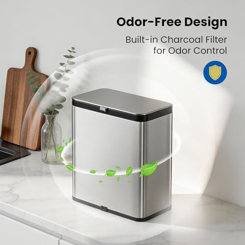 Kitchen Compost Bin with Lid, 2.1 Gal Countertop & Under Sink Trash Can - Image 2