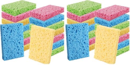 PANYEE Cleaning Scrub Colored Sponge,Non-Scratch Kitchen Cellulose Dishwashing Sponge,16Pack Biodegradable Natural Sponge (Pack of 2) by PANYEE
