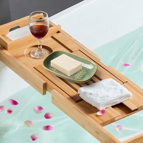 2 Pack Ceramic Soap Dish for Cleaner Shower, Decorative Soap Holder for Bar Square Shampoo or Sponge, Cute Shower Soap Dish Soap Saver Tray Container for Bathroom Kitchen Sink, Easy to Clean - Image 2