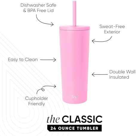 Simple Modern Iced Coffee Tumbler, Insulated | 24oz | Pink - Image 2