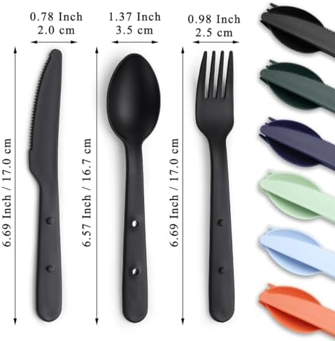 Evanda Travel Utensils Set for 6, Reusable Plastic Knife Fork Spoon Snapped Together for Easy Portability and Save Space, Silverware Cutlery Utensils Set for Work, Camping, Picnic, Gadgets, Lunch Box - Image 2