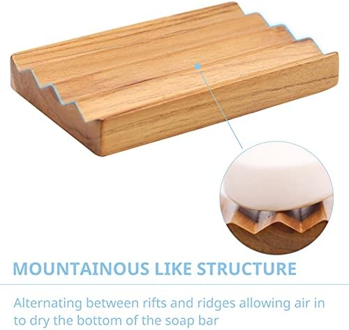 HTB Teak Wood Soap Dish for Shower,Non-Slip Soap Holder Bathroom - Image 2