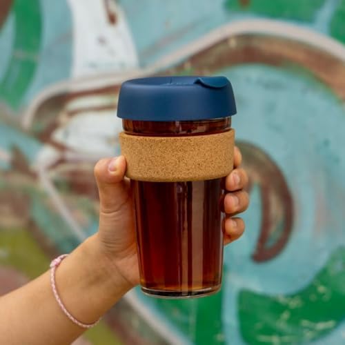KeepCup Brew Cork, Reusable Glass Tumbler with Natural Cork, Grande Coffee Cup 16oz / 454ml - Deep - Image 6