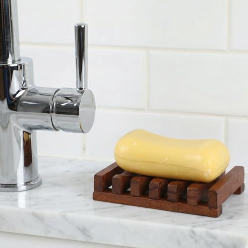 Wood Soap Holder for Shower Teak Soap Dish Teak Wood By HTB Soaps Tray for Shower Kitchen Sink Sink Bathroom Bathtub Extend Soaps Life and Keep Dry - Image 4