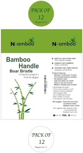 Boar Bristles Natural Bamboo Toothbrush Eco-Friendly Biodegradable Zero Waste Pack of 12 - Image 6