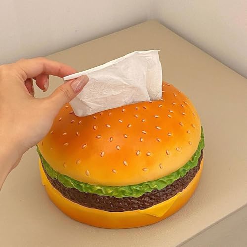 Hamburger Shaped Tissue Box Cover, Cute Burger Napkin Holder, Desktop Facial Tissue Dispenser, Kitchen Countertop Tissue Container - Image 7