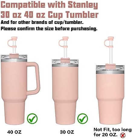 Replacement Straw Compatible with Stanley 40 oz 30 oz Tumbler, Accessories of 6 Straw Replacement with Cleaning Brush, 4 Color Leak Sproof Plug, 2 Silicone Cover Cap for Stanley - Image 5