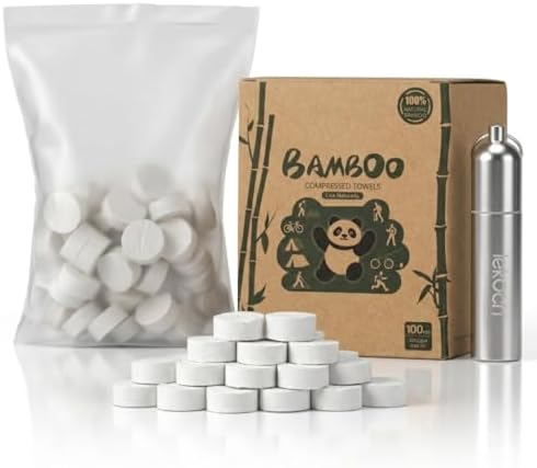 LEKOCH Bamboo Compressed Towel Tablets with Metal Cases, 100 Count by Lekoch