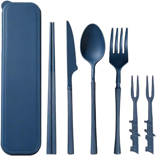 Reusable Travel Utensils with Case, Wheat Straw Fork Spoon Knife Chopsticks by Unknown