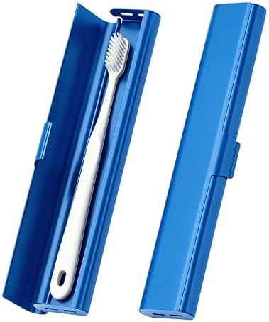 Portable Toothbrush Travel Case: 3 Pack Breathable & Dirt-Proof Hotel Camping Outdoor - Aluminum for Storage Recyclable Traveler (1, Blue) by betevie