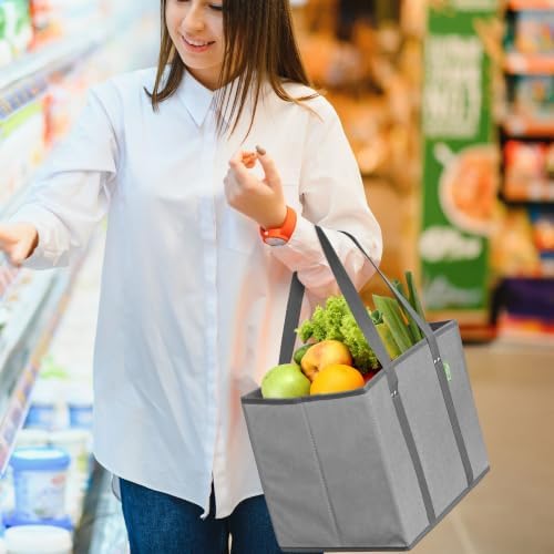 Reusable Grocery Bags (3 Pack) – Heavy Duty Shopping Bags, Gray - Image 2