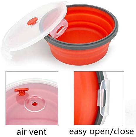 CARTINTS 1200ml Large Collapsible Meal Prep Containers, Reusable Silicone Food Storage Containers, Stackable Fridge Storage Containers, With Leakproof Lids, Microwave and Freezer Safe, Red - Image 5