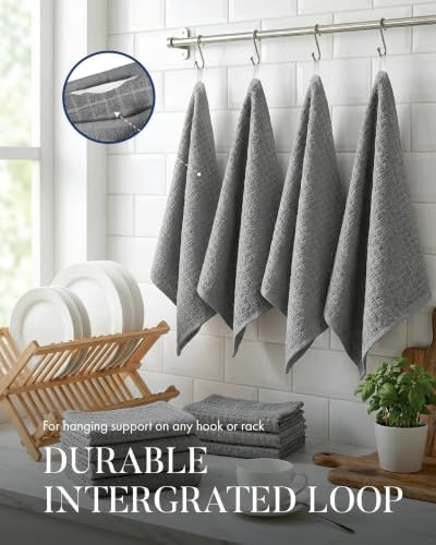 Bumble Kitchen Towels (6-Pack), 16"x28", 100% Cotton Dish Towels - Gray - Image 5