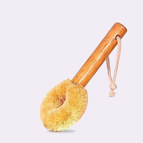 Coconut Fiber Dish Brush with Handle – Natural Dish Scrubber Brush for Kitchen Sink & Pots – Eco-Friendly Dish Cleaning Brush with Built-in Scraper, Sink Scrubber, and pan Cleaning Brush by SQUIRRELUSLLC