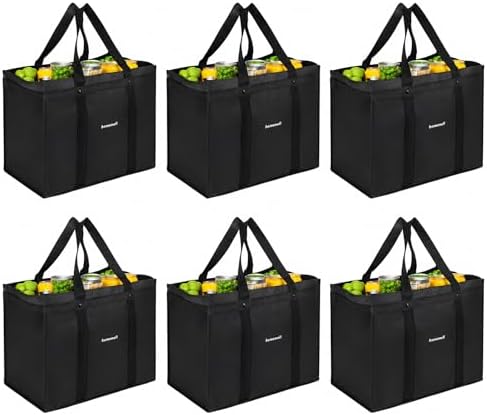 Homemell Heavy Duty Reusable Grocery Bags, Large Shopping Tote Bag, 6 Pack by Homemell