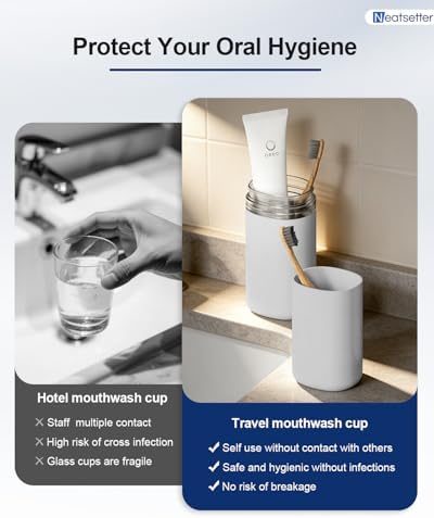 Travel Toothbrush Case & Cup Set – Sleek Toothbrush Holder with Cover for Couples – Lightweight, Eco-Friendly Toothbrush Travel Case for Business, Gym, & Hotel Stays(Grey, Extra Large) - Image 4
